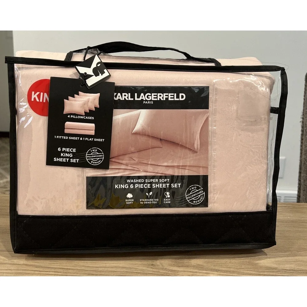 Karl Lagerfeld Paris King Size  6 Piece Sheet Set Super Soft Washed Microfiber